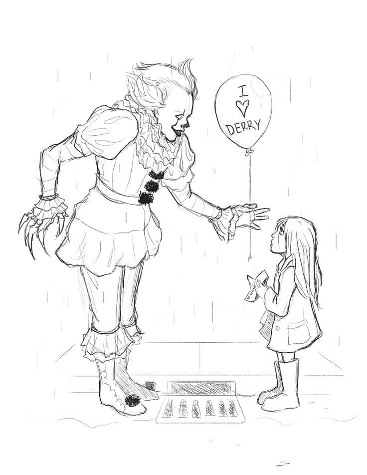 Çocuklar İçin Pennywise Boyama Sayfaları 