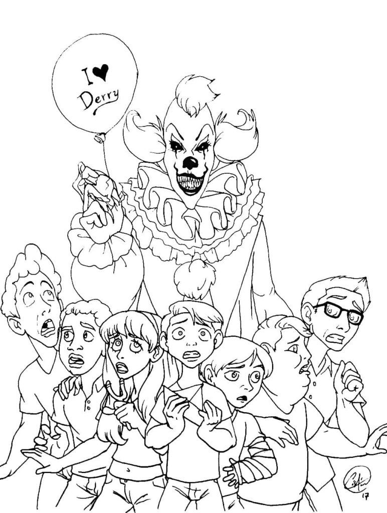Çocuklar İçin Pennywise Boyama Sayfaları 