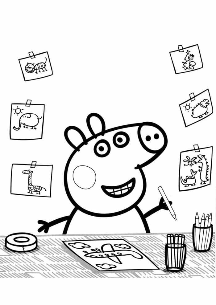 Çocuklar İçin Peppa Pig Boyama Sayfaları 