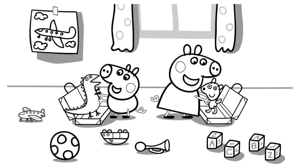 Çocuklar İçin Peppa Pig Boyama Sayfaları 