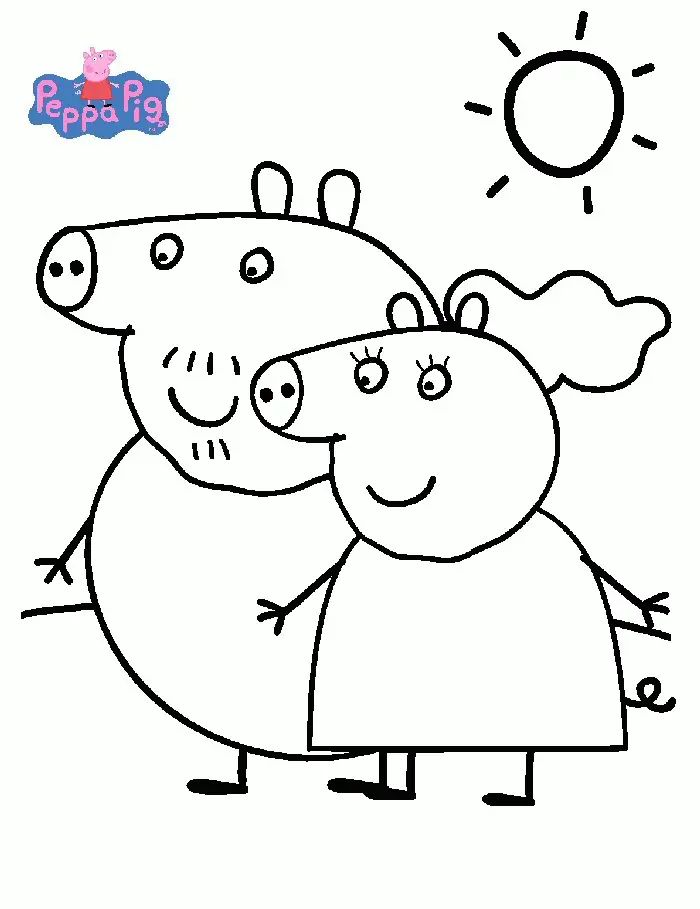 Çocuklar İçin Peppa Pig Boyama Sayfaları 