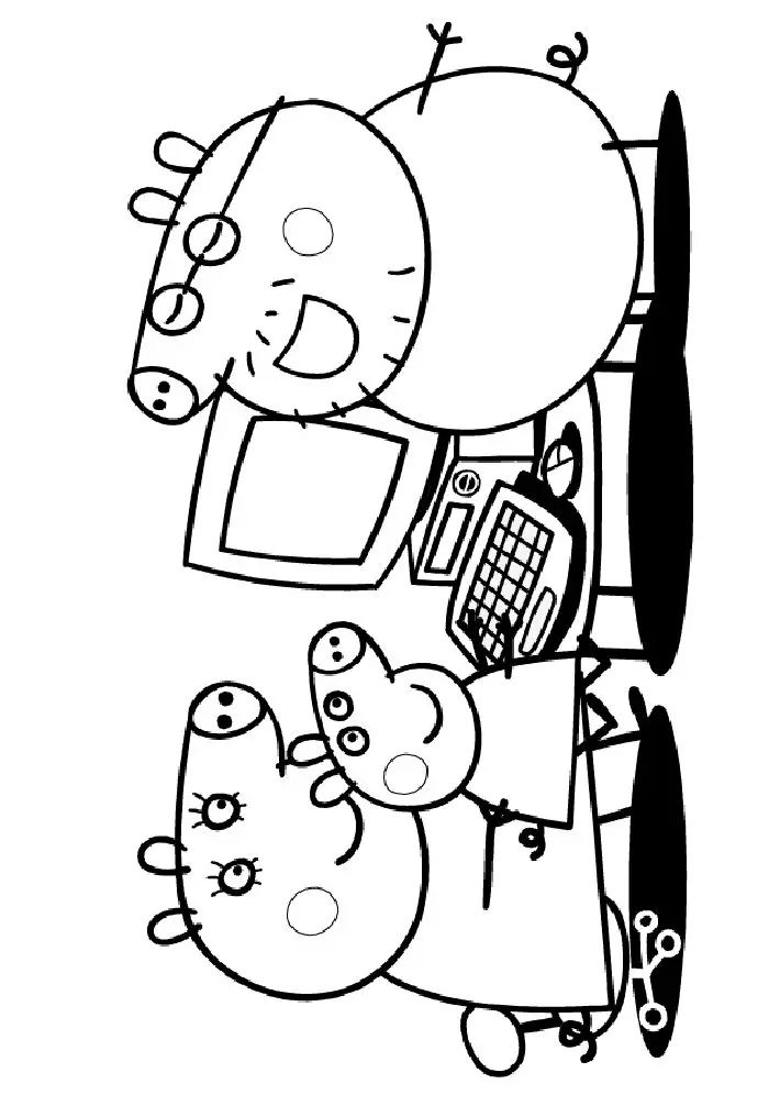 Çocuklar İçin Peppa Pig Boyama Sayfaları 