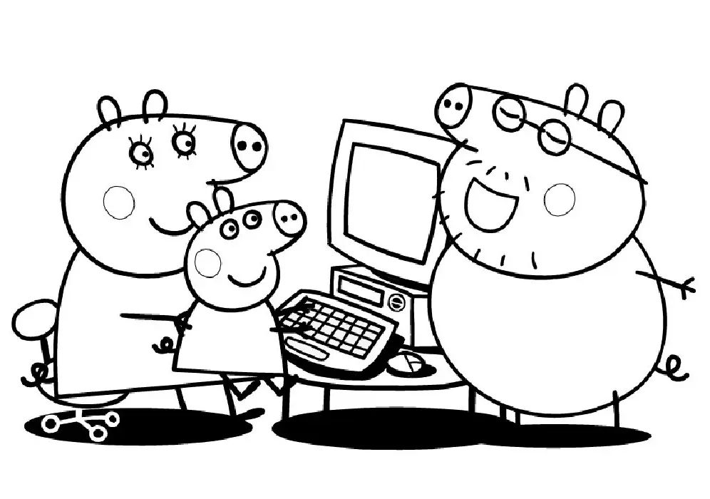 Çocuklar İçin Peppa Pig Boyama Sayfaları 