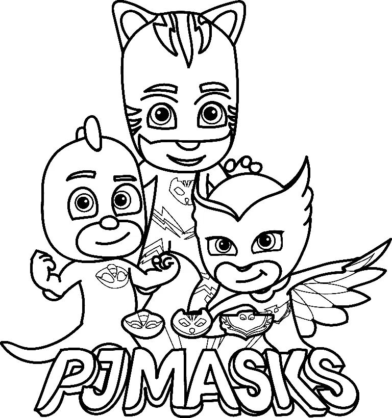 Çocuklar İçin Pijja Maskeliler Boyama Sayfaları 