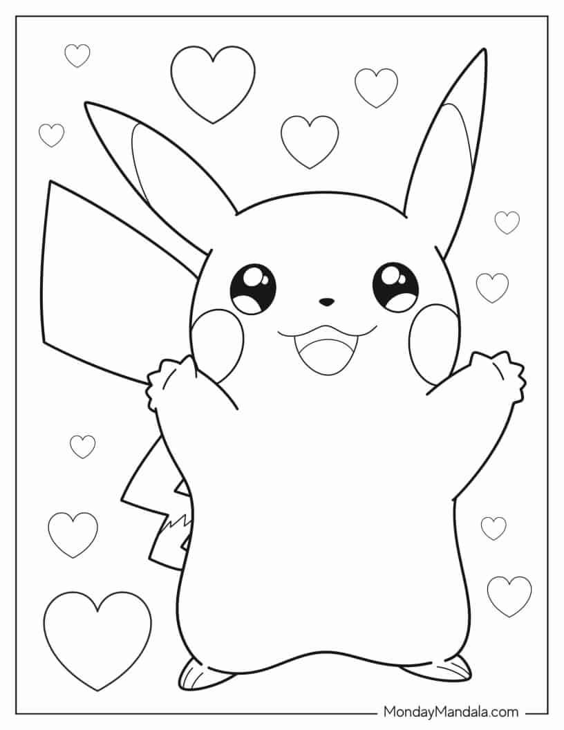 Çocuklar İçin Pikachu Boyama Sayfaları 