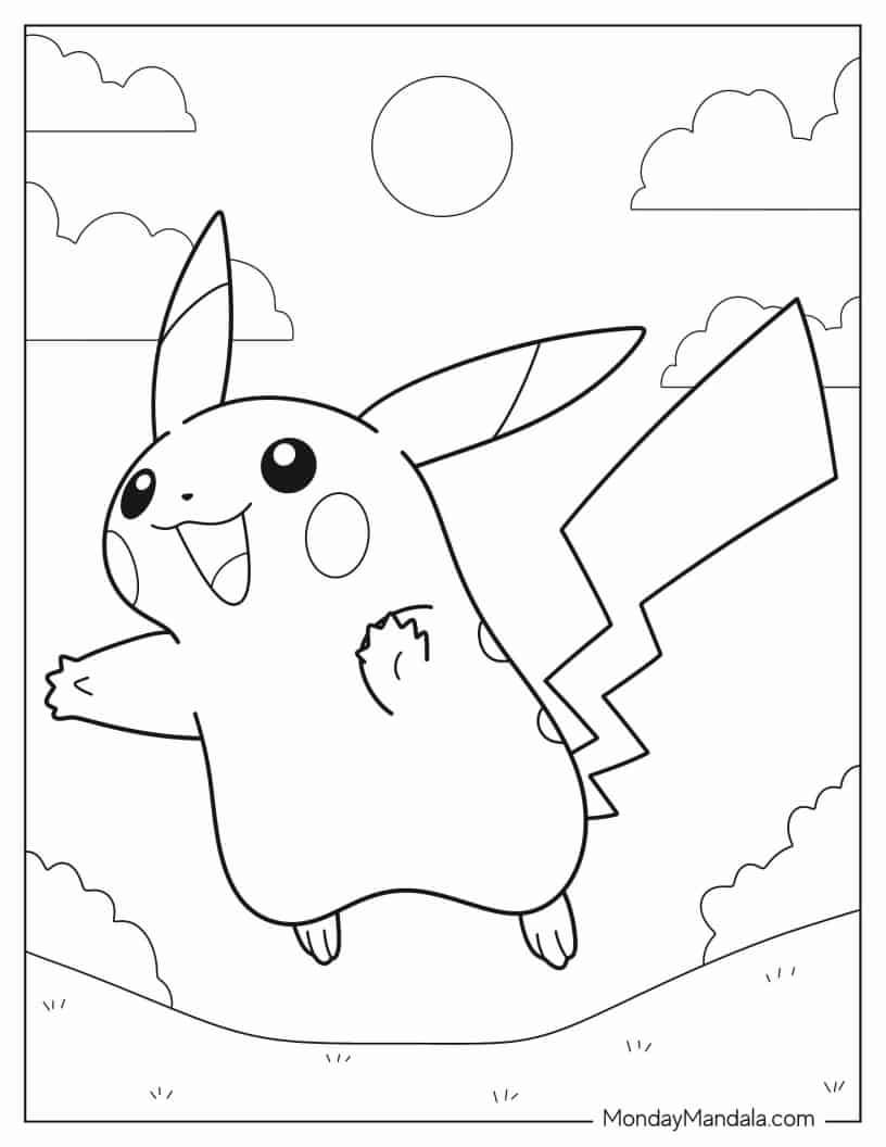 Çocuklar İçin Pikachu Boyama Sayfaları 