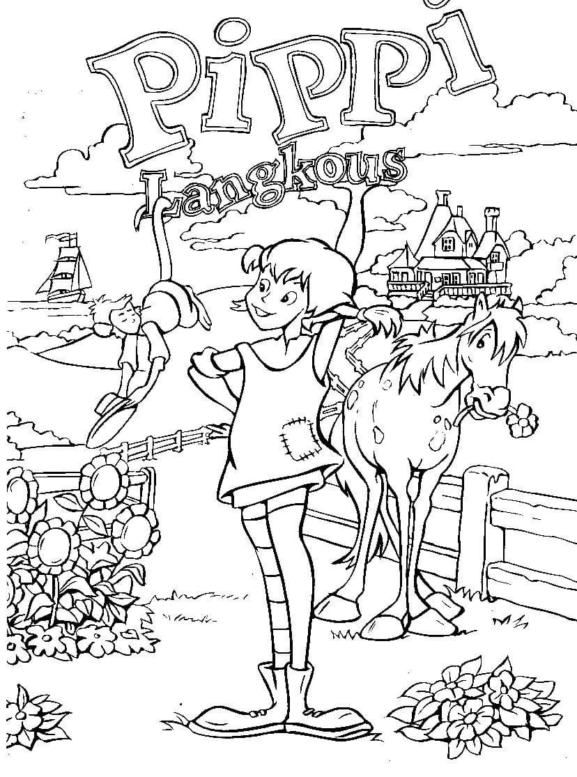 Çocuklar İçin Pippi Boyama Sayfaları 