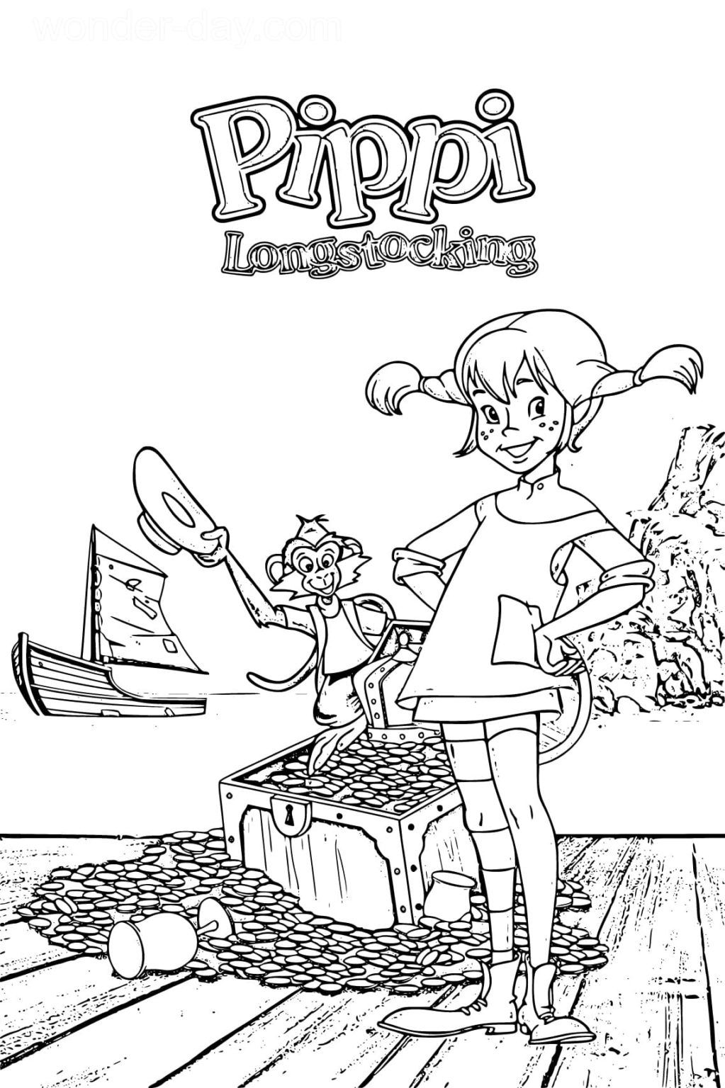 Çocuklar İçin Pippi Boyama Sayfaları 