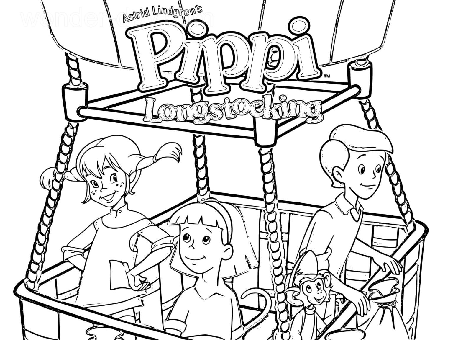 Çocuklar İçin Pippi Boyama Sayfaları 