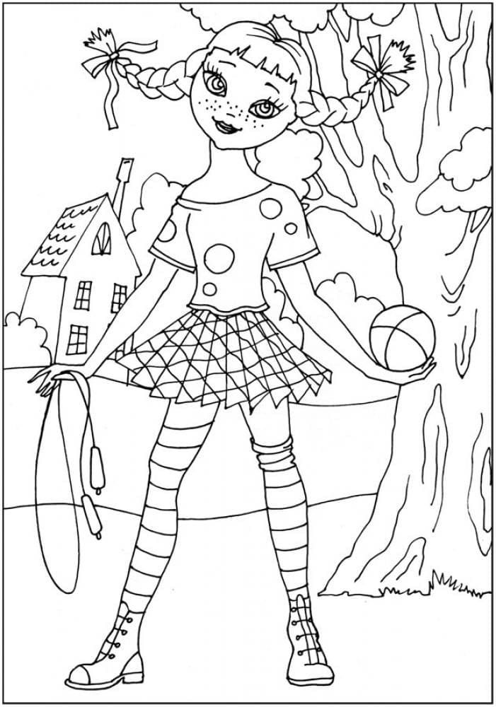 Çocuklar İçin Pippi Boyama Sayfaları 