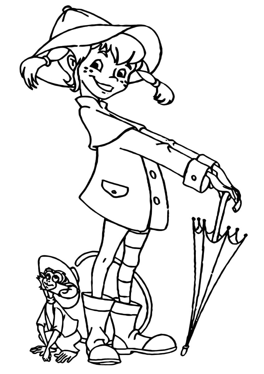 Çocuklar İçin Pippi Boyama Sayfaları 