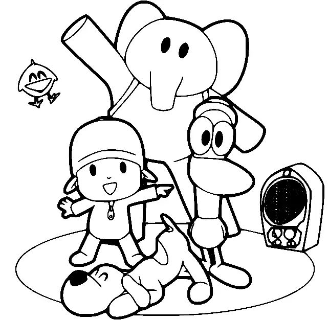 Çocuklar İçin Pocoyo Boyama Sayfaları 