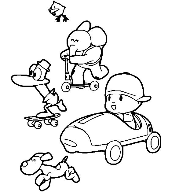 Çocuklar İçin Pocoyo Boyama Sayfaları 
