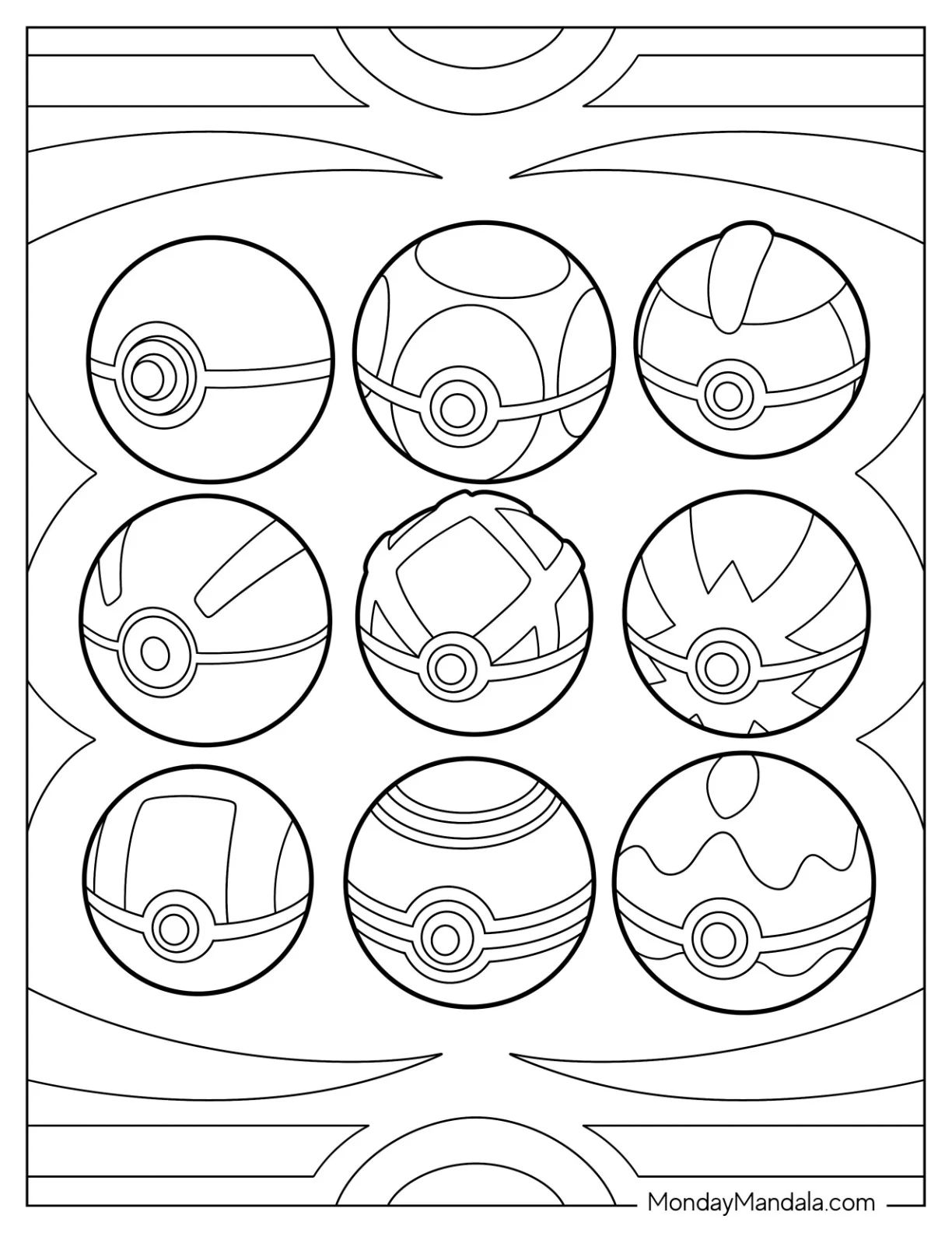 Çocuklar İçin Pokeball Boyama Sayfaları 