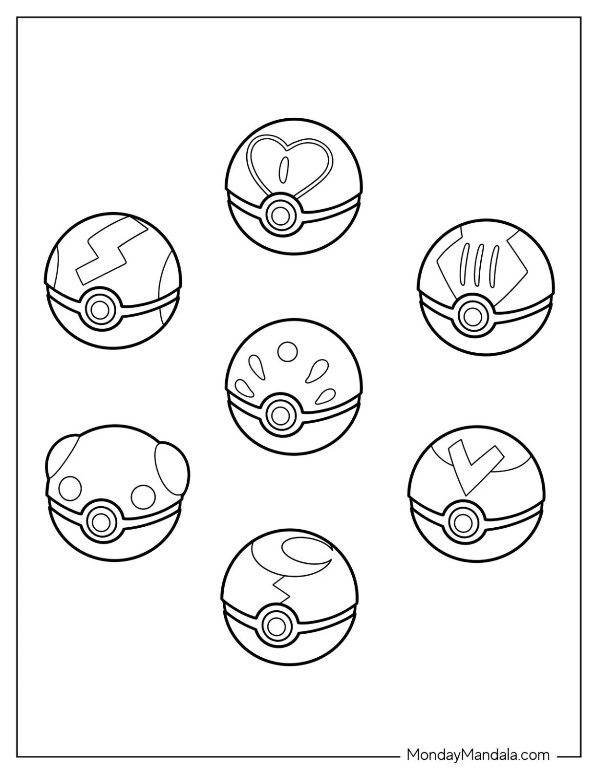 Çocuklar İçin Pokeball Boyama Sayfaları 