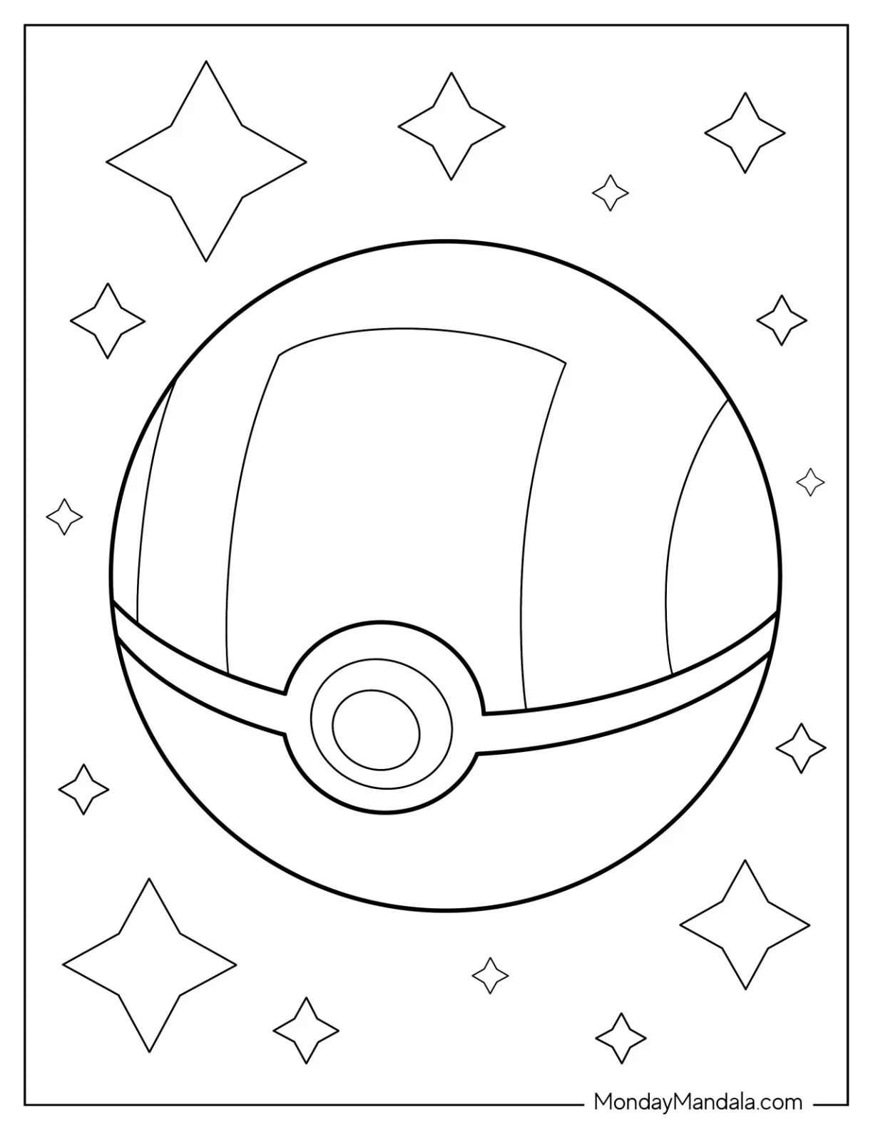 Çocuklar İçin Pokeball Boyama Sayfaları 