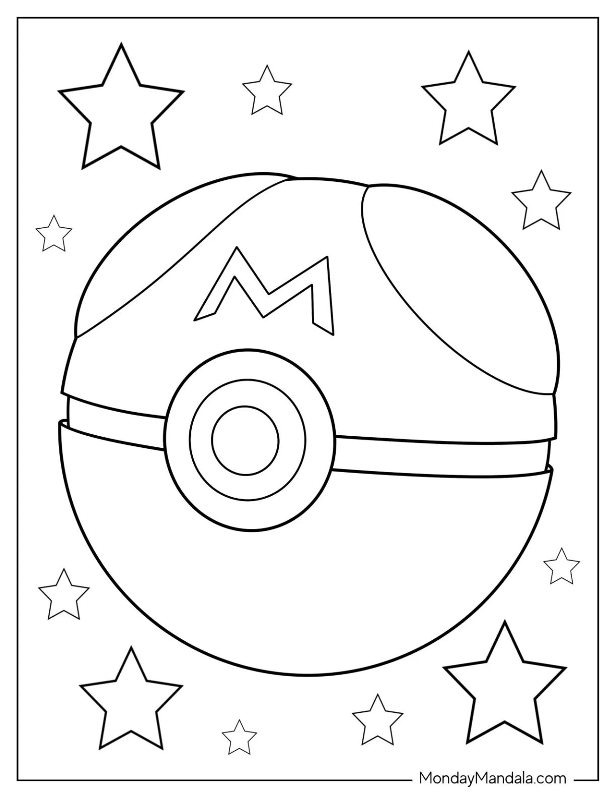 Çocuklar İçin Pokeball Boyama Sayfaları 
