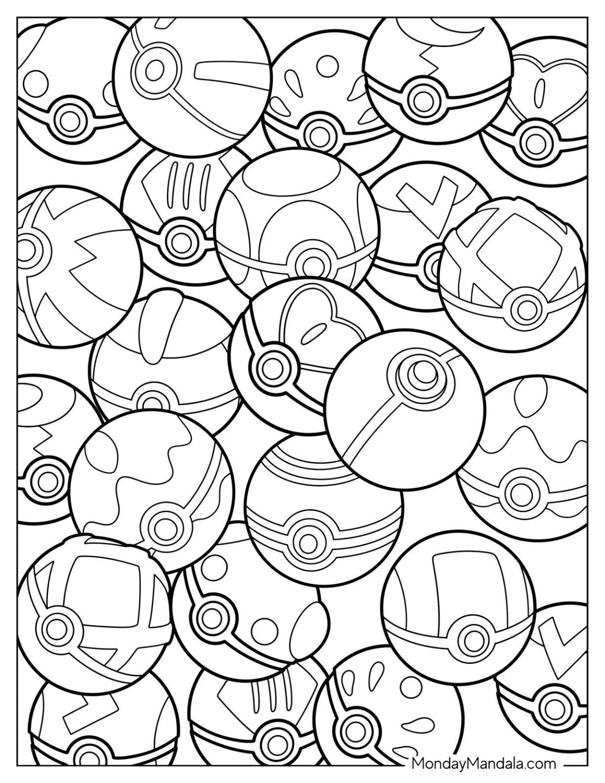 Çocuklar İçin Pokeball Boyama Sayfaları 