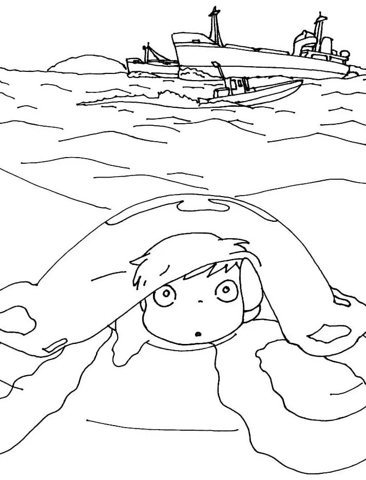 Çocuklar İçin Ponyo Boyama Sayfaları 
