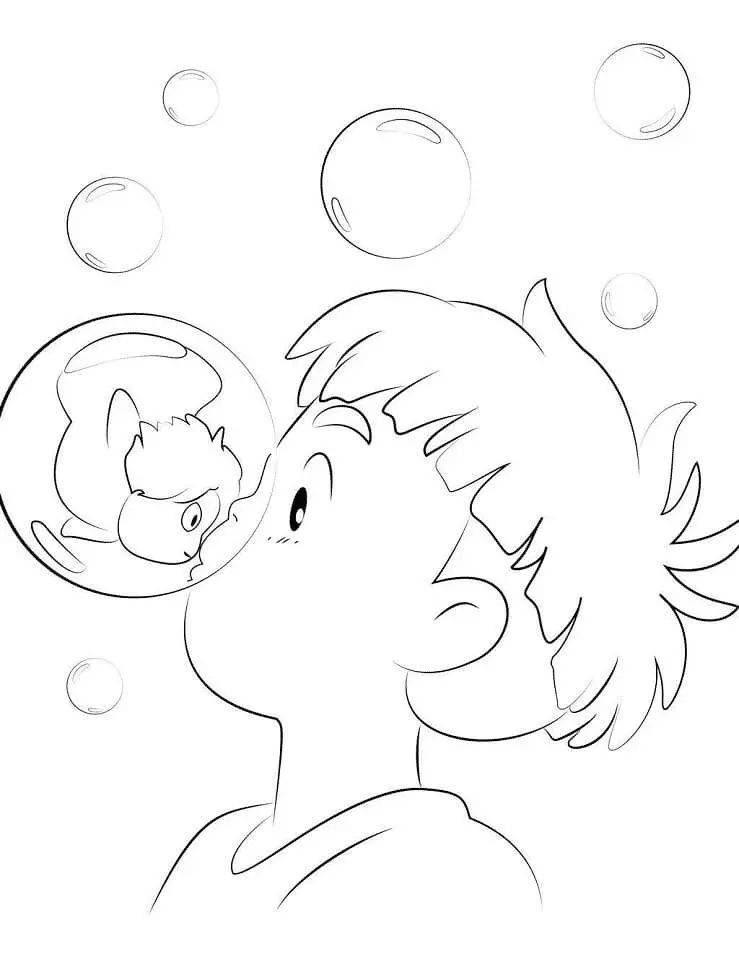 Çocuklar İçin Ponyo Boyama Sayfaları 
