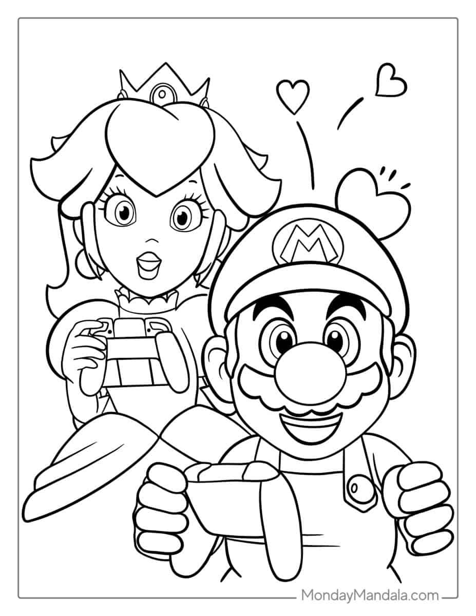 Çocuklar İçin Prenses Peach Boyama Sayfaları 