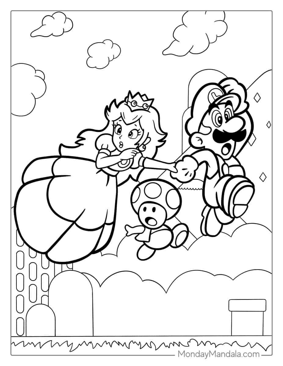 Çocuklar İçin Prenses Peach Boyama Sayfaları 