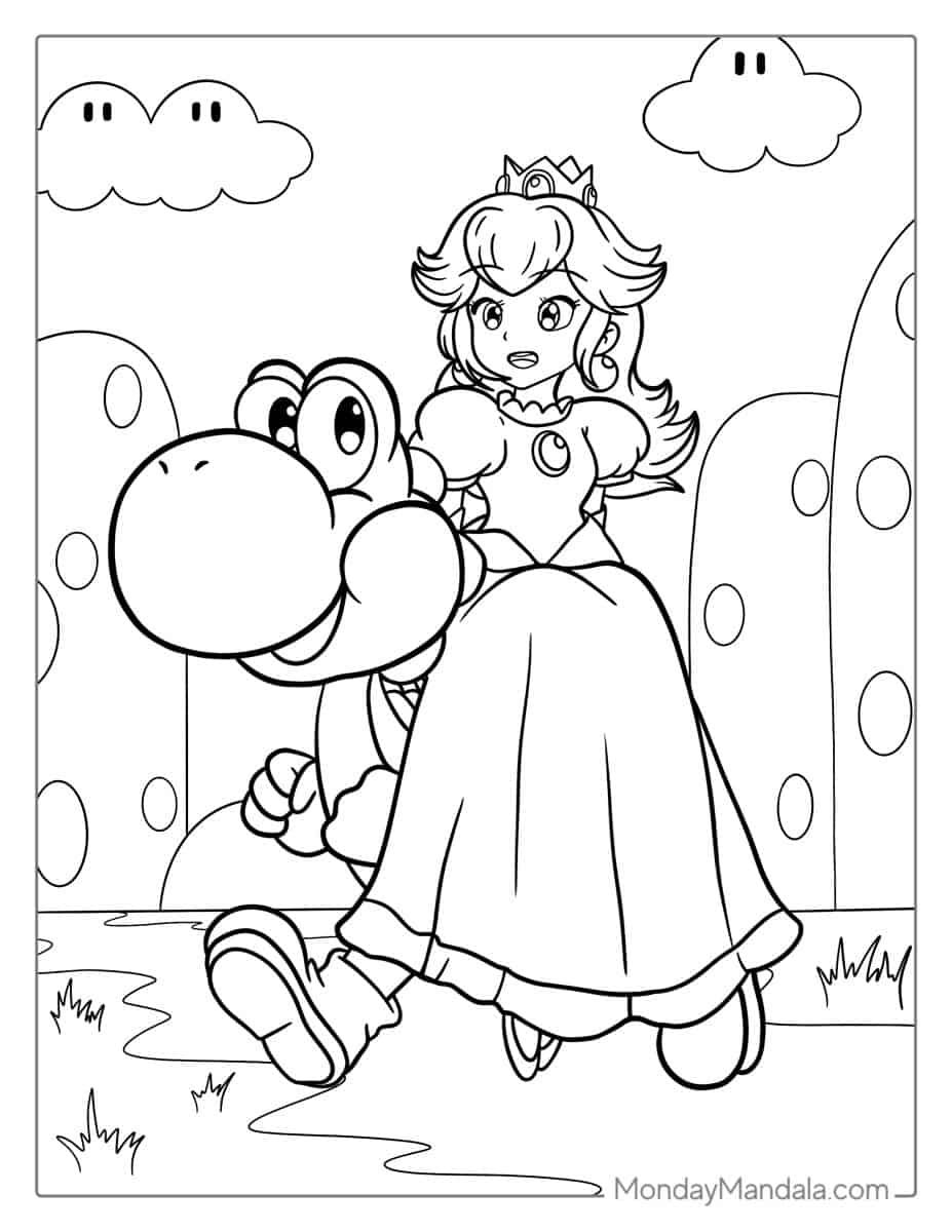 Çocuklar İçin Prenses Peach Boyama Sayfaları 