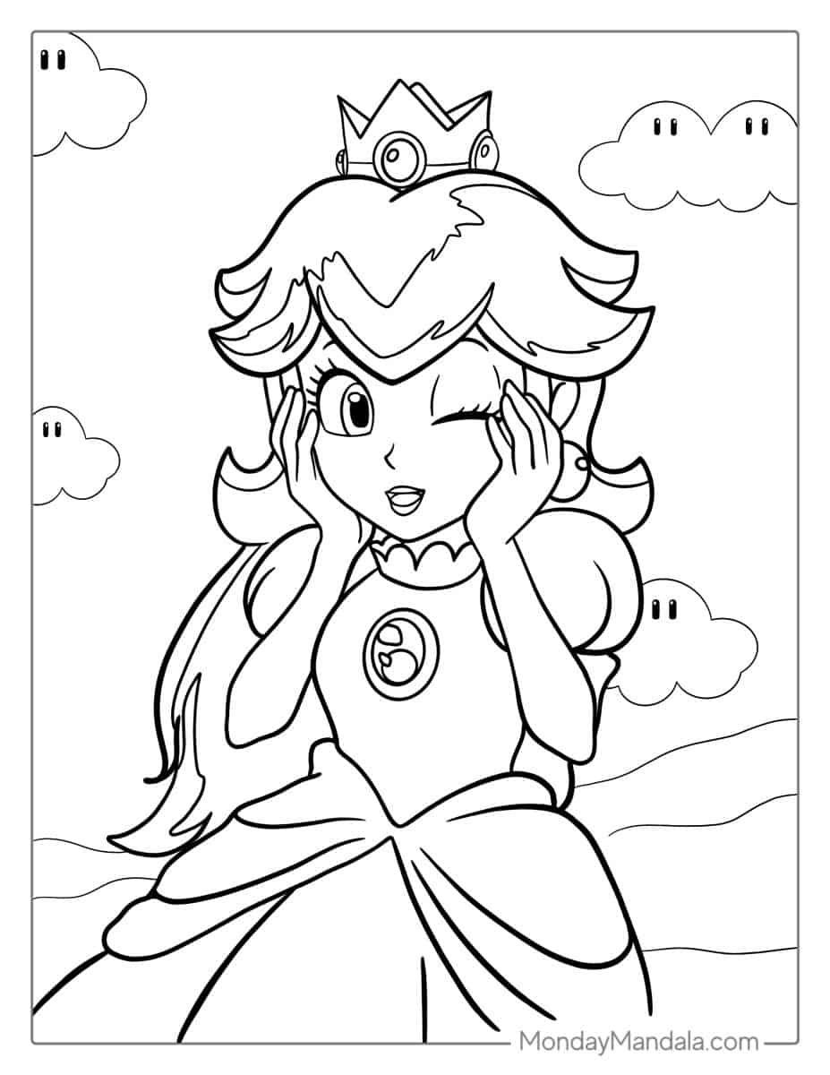 Çocuklar İçin Prenses Peach Boyama Sayfaları 