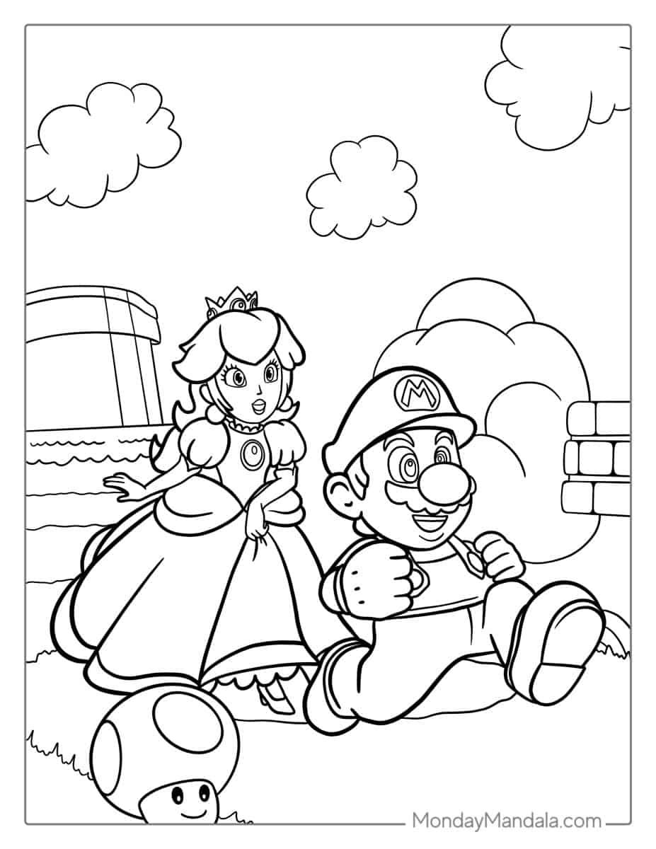 Çocuklar İçin Prenses Peach Boyama Sayfaları 