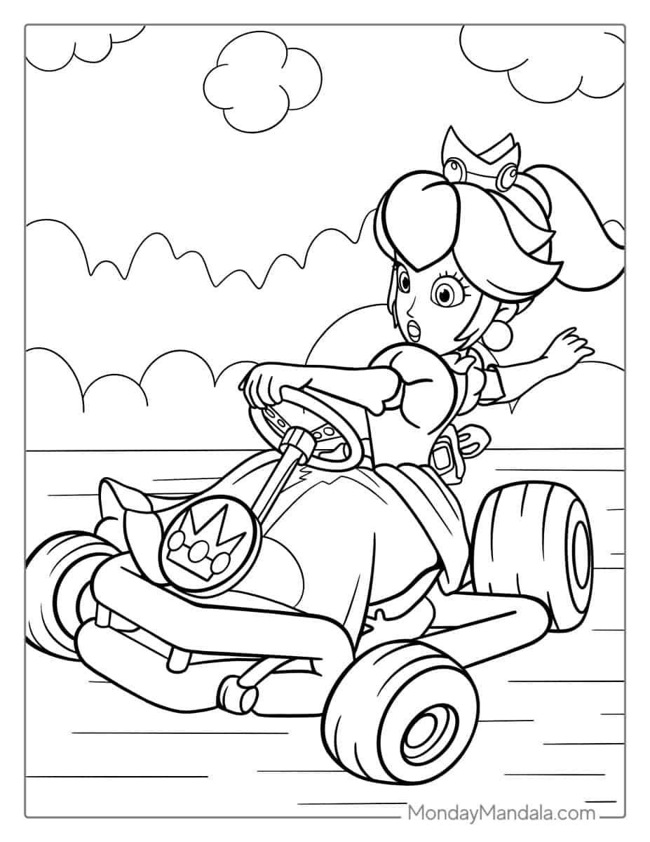 Çocuklar İçin Prenses Peach Boyama Sayfaları 