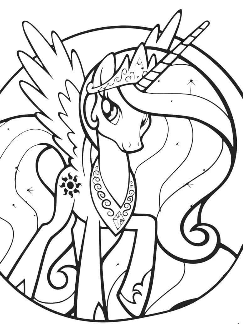 Çocuklar İçin Princess Celestia Boyama Sayfaları 