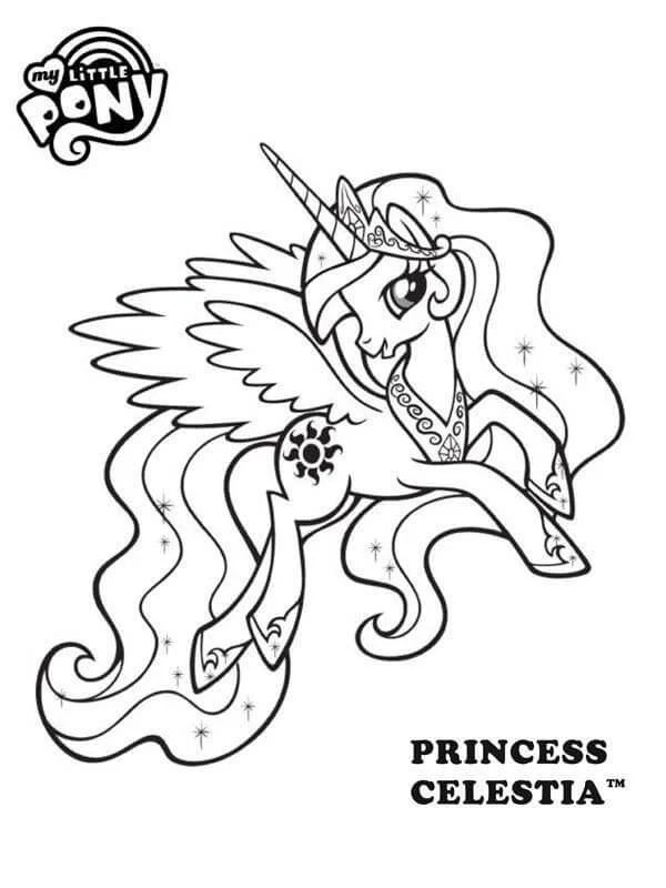 Çocuklar İçin Princess Celestia Boyama Sayfaları 