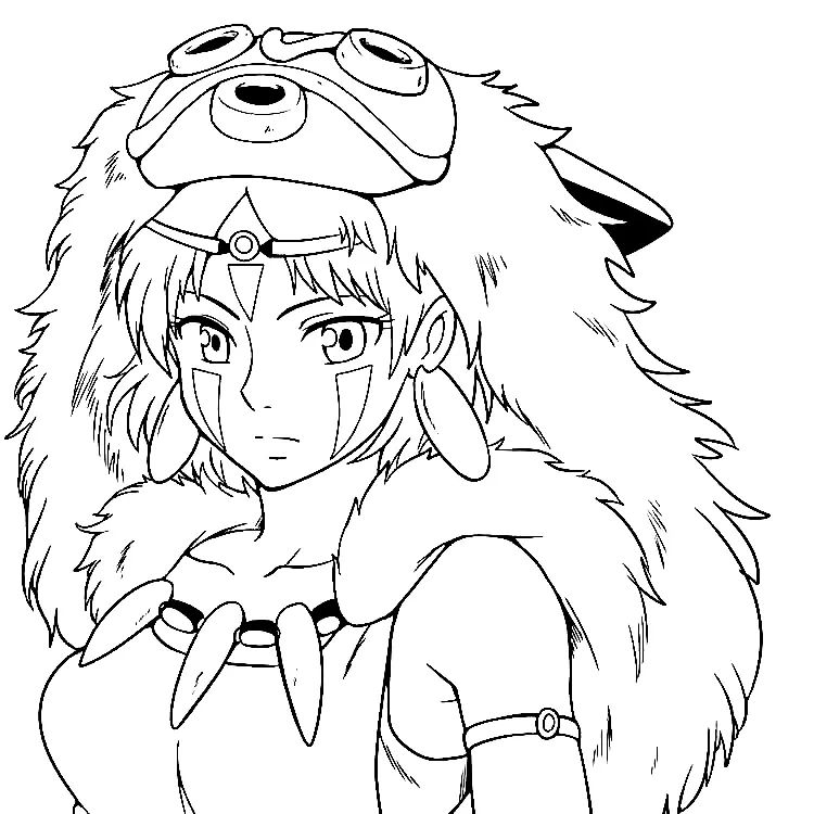 Çocuklar İçin Princess Mononoke Boyama Sayfaları 