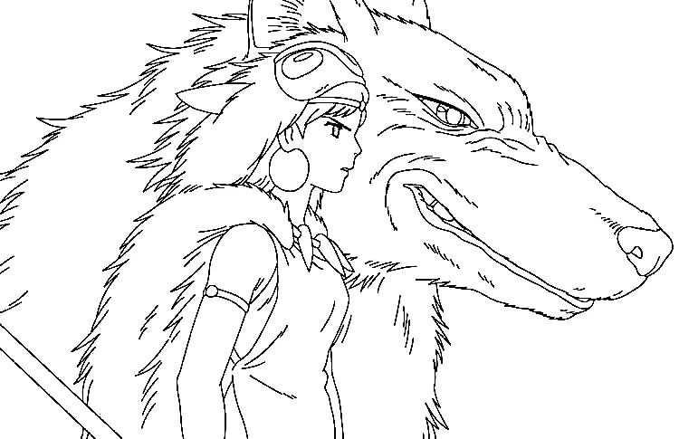 Çocuklar İçin Princess Mononoke Boyama Sayfaları 