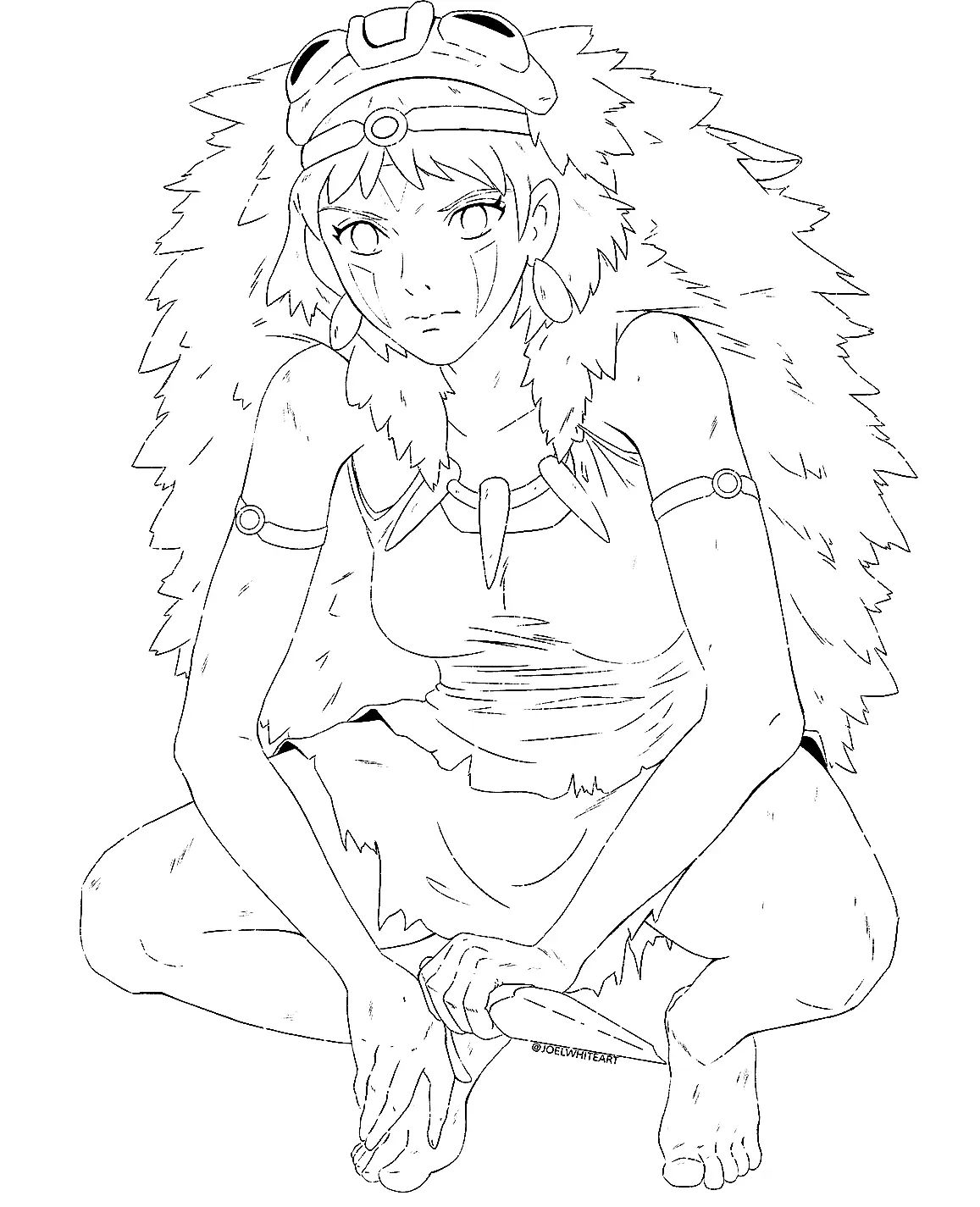 Çocuklar İçin Princess Mononoke Boyama Sayfaları 