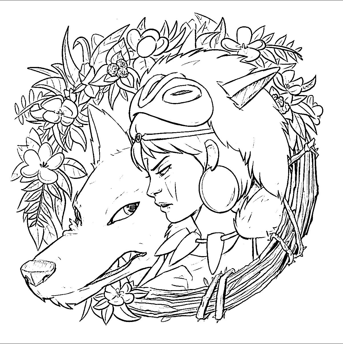 Çocuklar İçin Princess Mononoke Boyama Sayfaları 