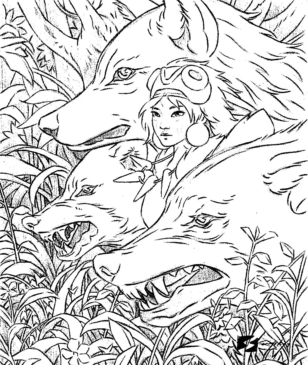 Çocuklar İçin Princess Mononoke Boyama Sayfaları 