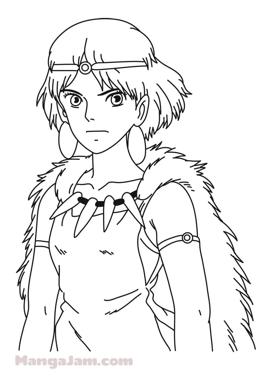 Çocuklar İçin Princess Mononoke Boyama Sayfaları 