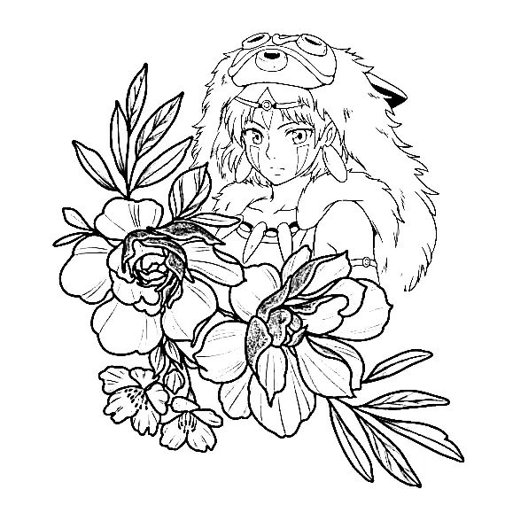 Çocuklar İçin Princess Mononoke Boyama Sayfaları 