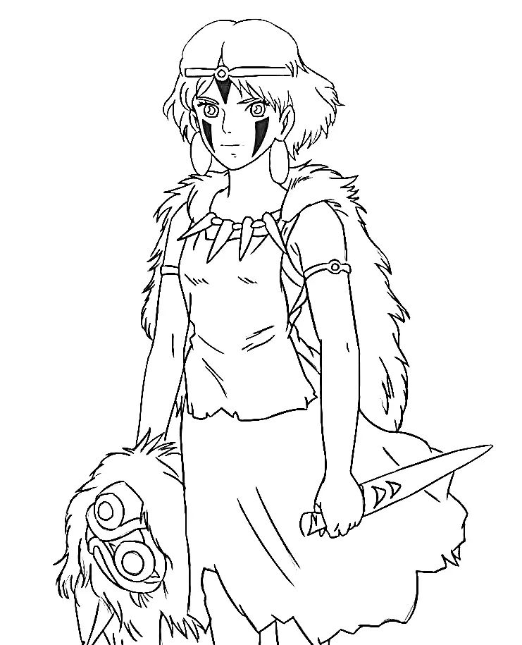 Çocuklar İçin Princess Mononoke Boyama Sayfaları 