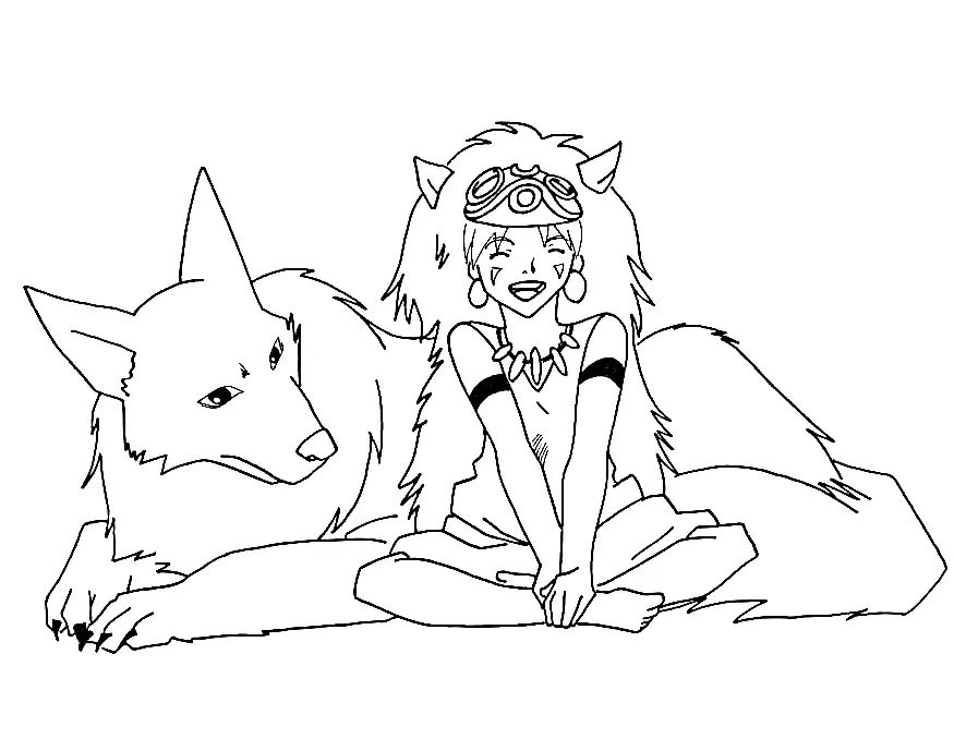 Çocuklar İçin Princess Mononoke Boyama Sayfaları 