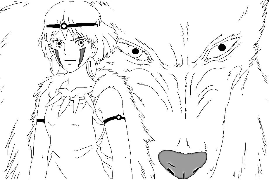 Çocuklar İçin Princess Mononoke Boyama Sayfaları 