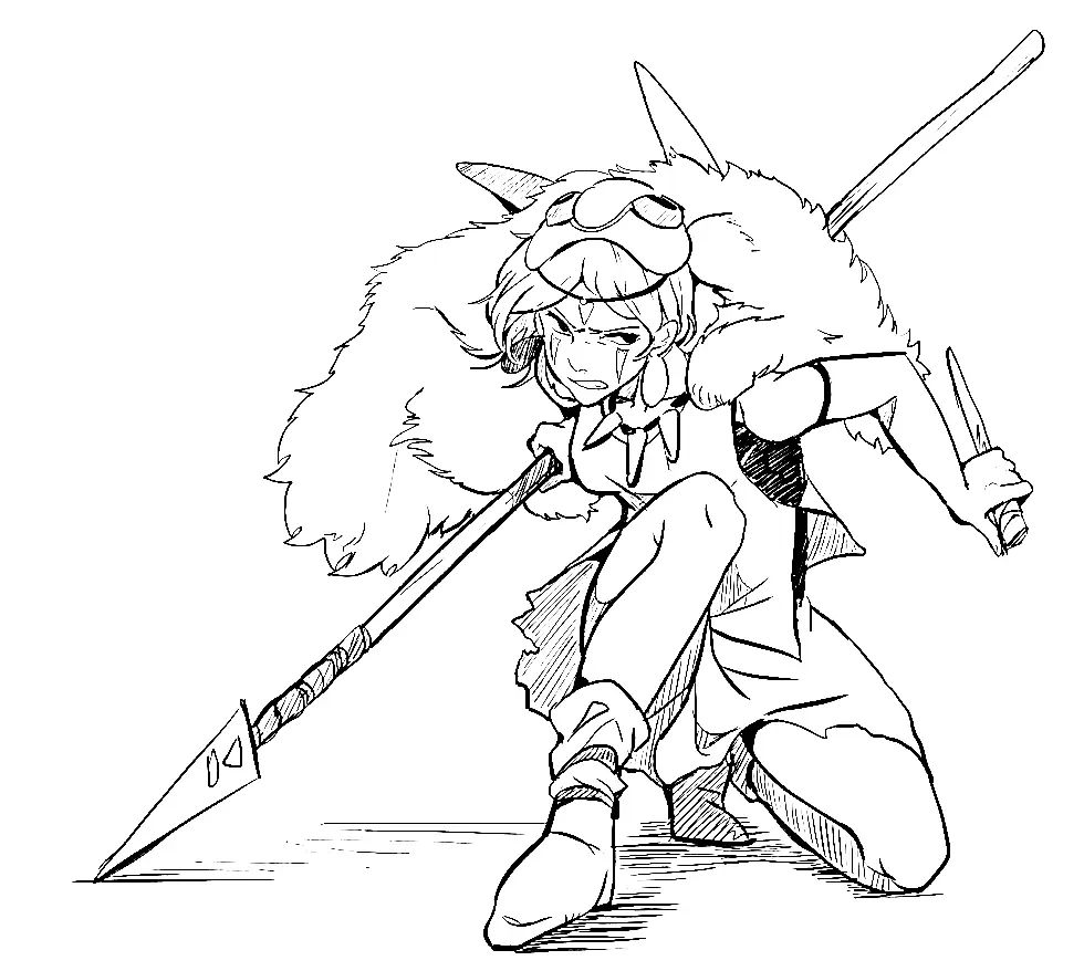 Çocuklar İçin Princess Mononoke Boyama Sayfaları 