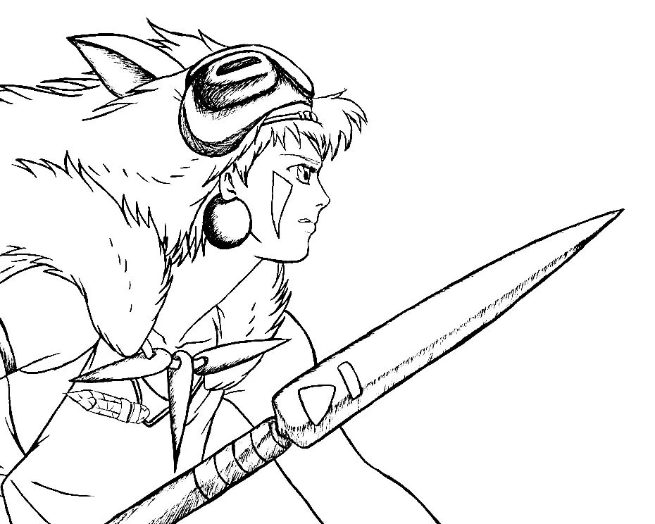 Çocuklar İçin Princess Mononoke Boyama Sayfaları 