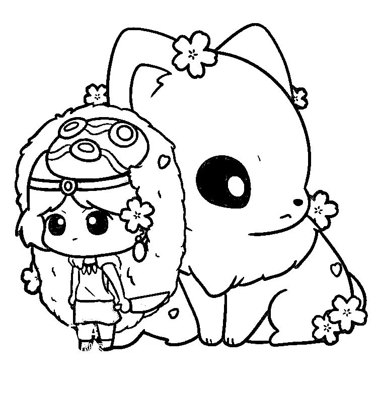 Çocuklar İçin Princess Mononoke Boyama Sayfaları 