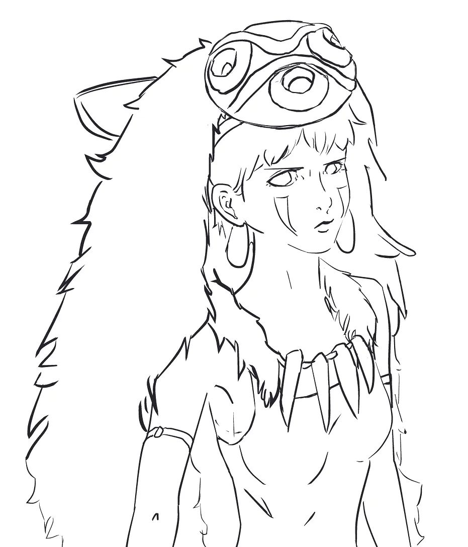 Çocuklar İçin Princess Mononoke Boyama Sayfaları 