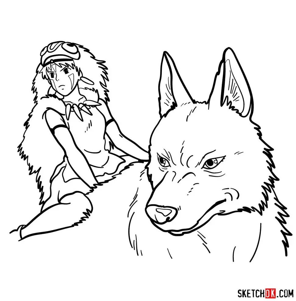 Çocuklar İçin Princess Mononoke Boyama Sayfaları 