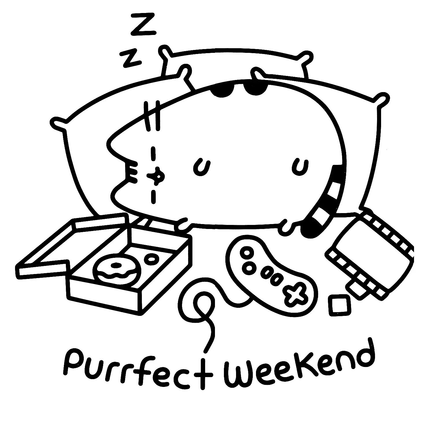 Çocuklar İçin Pusheen Boyama Sayfaları 
