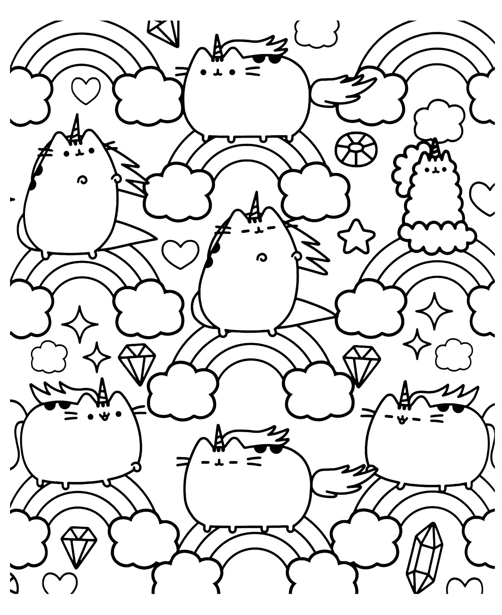 Çocuklar İçin Pusheen Boyama Sayfaları 