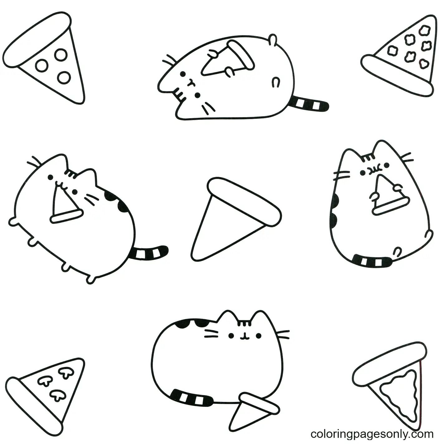 Çocuklar İçin Pusheen Boyama Sayfaları 